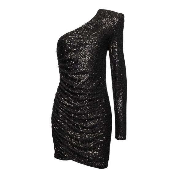 NWT Pinko Sequined One-Shoulder Dress sz S in Black - Picture 4 of 10
